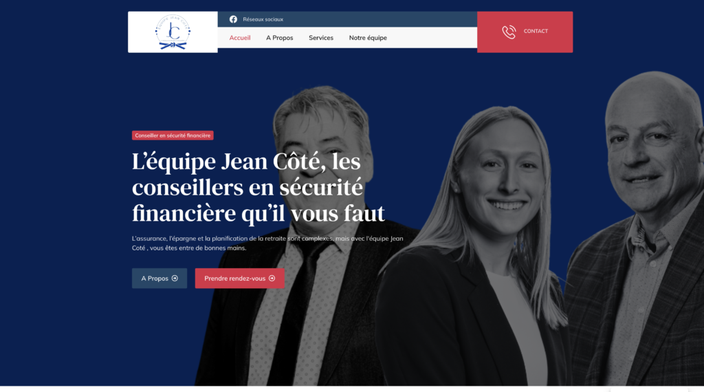 Aperçu du site web de l’Équipe Jean Côté