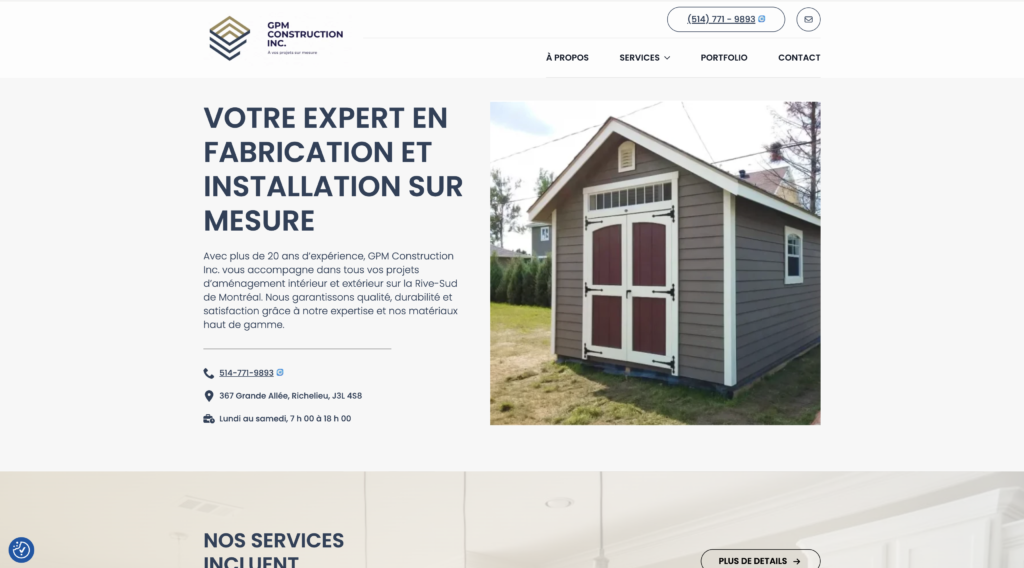 Aperçu du site web de GPM Construction