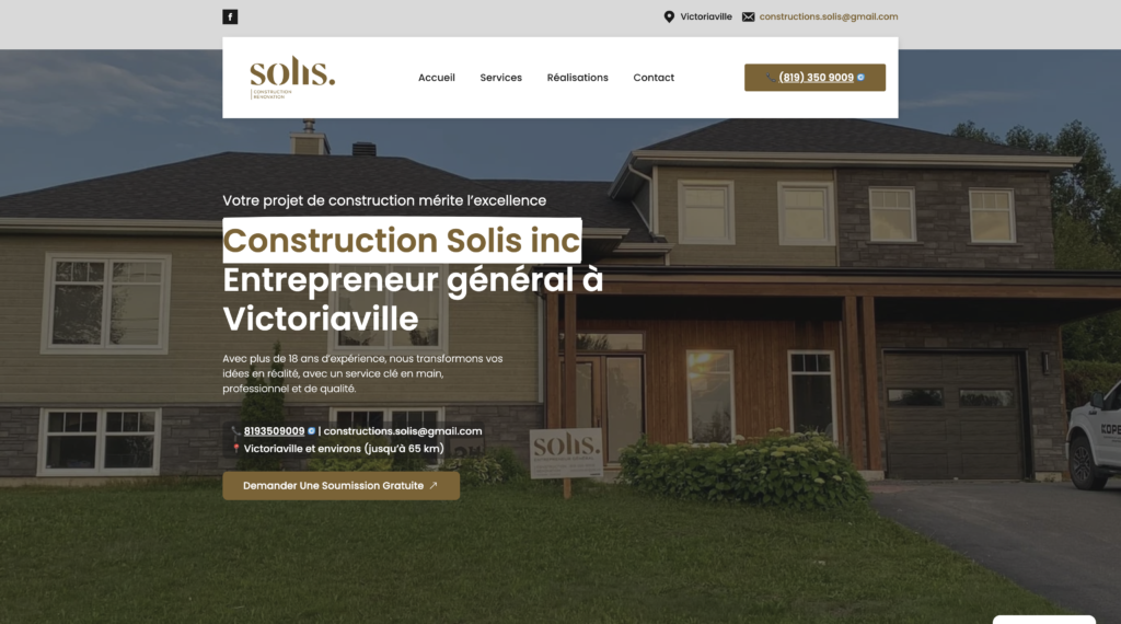 Aperçu du site Construction Solis réalisé par Ledanko Media